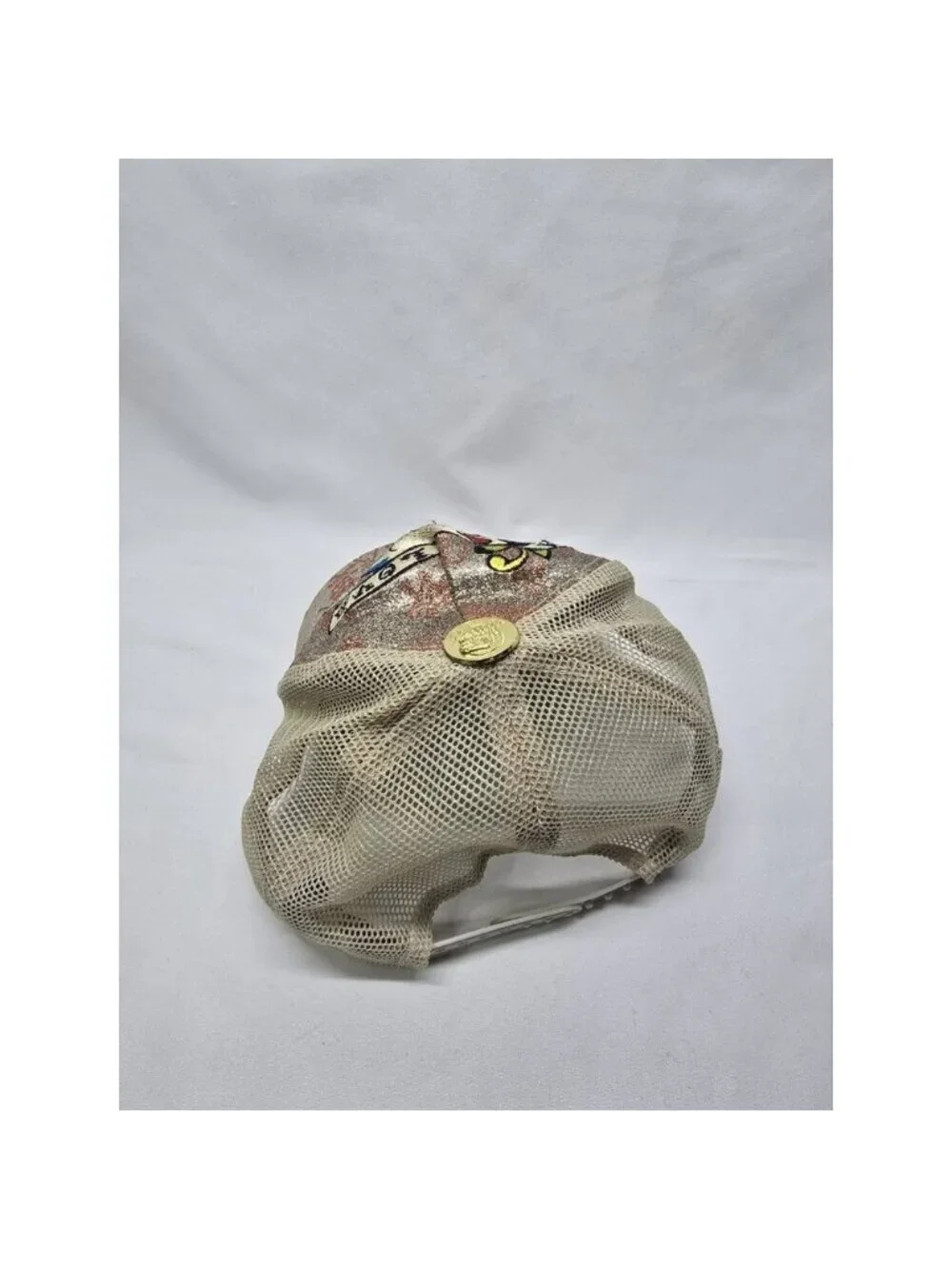 ED HARDY Snapback Trucker Hat Gold Glitter Skull Mesh Cap- Y2K STYLE- Unisex